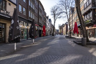 Empty old town, Bolkerstraße, effects of the coronavirus pandemic in Germany, Düsseldorf