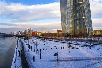 The skyline of Frankfurt am Main, skyscrapers of the banking district, building of the European