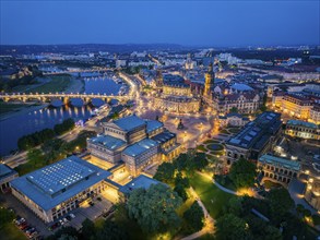 Semper Opera House, Zwinger Palace, Theatre Square, Court Church, Royal Palace on the Elbe with