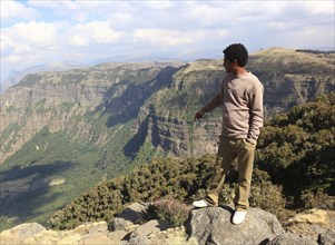 In the highlands of Abyssinia, in the Semien Mountains, landscape in the Semien Mountains National