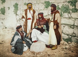 Peasants, Bethlehem, Palestine, Israel, Holy Land, photochrome print around 1890, Asia