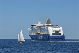 Color Line cruise ship Color Magic, sailing boat, Kiel Fjord, Kiel, Schleswig-Holstein, Germany,