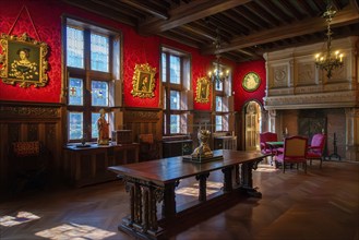 Interior of the Gallery in the Kasteel van Gaasbeek, medieval castle but renovated in the 19th