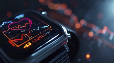 Smartwatch intelligent health and fitness monitoring, AI generated