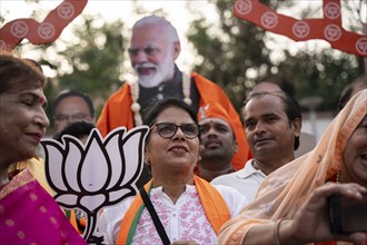 New Delhi, India, 4 June 2024. Bharatiya Janata Party (BJP) supporters celebrate as India's Prime