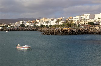 View of town harbour, Puerto del Rosario, Fuerteventura, Canary Islands, Spain, Europe