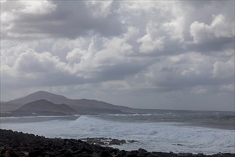 Coast near the fishing village of Caleta de Caballo, Lanzarote, Canary Island, Spain, Europe