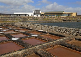 Evaporation of water in salt pans, Museo de la Sal, Salt museum, Las Salinas del Carmen,