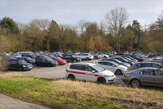 Cars in a full car park, Park and ride, Dortmund, Ruhr area, North Rhine-Westphalia, Germany,