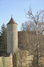 Historic defence defence tower as part of the historic town fortifications, town wall, defence