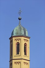 Spire of the Spitalkirche, Heilig Geist Kirche, Dinkelsbühl, Middle Franconia, Franconia, Bavaria,