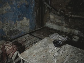 A basement room in the Isjum police station where prisoners were tortured with beatings and