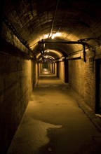 Long corridor German Underground Military hospital, Guernsey, Channel Islands, UK, Europe