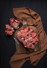 Pink oyster mushroom, bunch, close-up, raw, no people