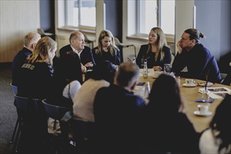 Olaf Scholz (SPD), Federal Chancellor, at a meeting with migrants and people involved in the field