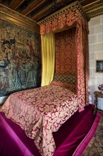 Historic bedroom, Chenonceau Castle, Château de Chenonceau, Department Indre-et-Loire, Centre-Val