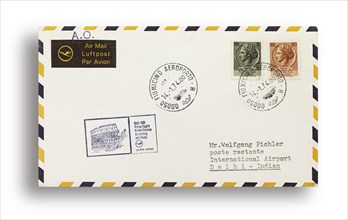 First flight letter, first flight cover, Lufthansa first flight LH644 with DC10 from Rome, Italy,