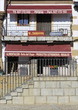 Local shop in Plaza Mayor, village of Cuacos de Yuste, La Vera, Extremadura, Spain, Europe