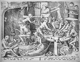 The Thin Kitchen, 1563 engraving by Pieter van der Heyden after Pieter Bruegel the Elder, Dutch and