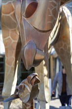 Denver, Colorado, A sculpture of a mother and baby giraffe at the Denver Zoo