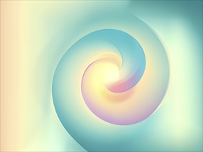 Spiral shape that slowly expands, rotates, and shifts colors in a soft gradient, invoking a