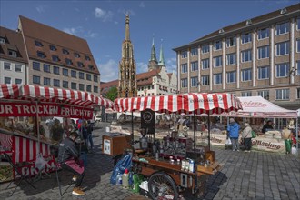 A coffee bike on the main market square, Nuremberg, Middle Franconia, Bavaria, Germany, Europe