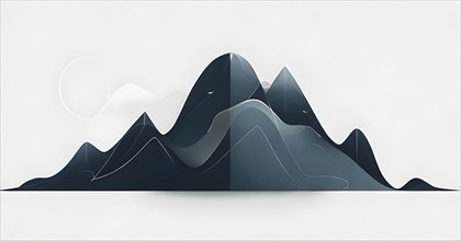 Minimalist illustration of an abstract mountain that cycles through day and night, symbolizing