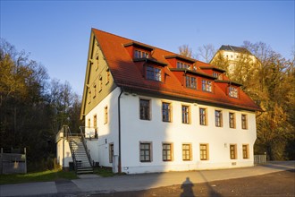 Sachsenburg concentration camp memorial on the Zschopau, Sachsenburg, Sachsenburg, Saxony, Germany,