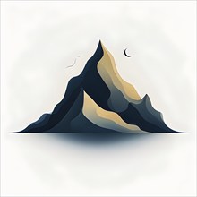 Minimalist illustration of an abstract mountain that cycles through day and night, symbolizing