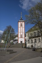 Tower of the historic Nikolaikirche, Siegen, North Rhine-Westphalia, Germany, Europe