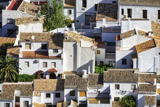 Whitewashed houses, view from above on rooftops, Route of the White Villages, Zuheros, Province of