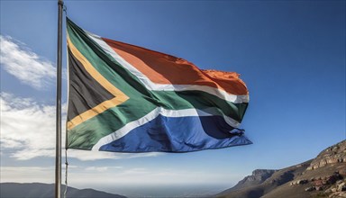 Flags, the national flag of South Africa flutters in the wind