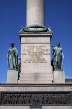 Allegorical figures, statues of female figures by Theodor Wagner, inscription, relief, historical