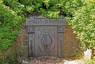 The grave of the Danish writer Holger Drachmann in the dunes of Skagen, Jutland, Denmark,