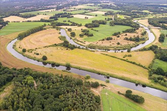 Aerial view of the river Ems near Lingen, Wachendorf, Lingen, Lower Saxony, Germany, Europe