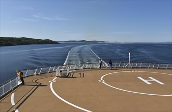 Helicopter landing site on a ship, ferry. Baltic Sea in Norway