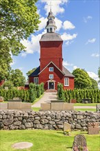 Habo Church an old wooden church on the swedish countryside, Habo, Sweden, Europe