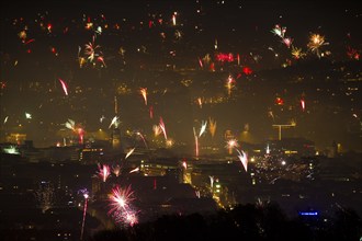 New Year's Eve fireworks in Stuttgart city centre