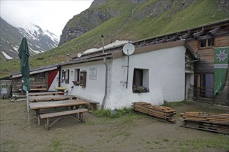 The oldest hut in East Tyrol, Clarahütte, Umbaltal, Hohe Tauern National Park, Austria, Europe