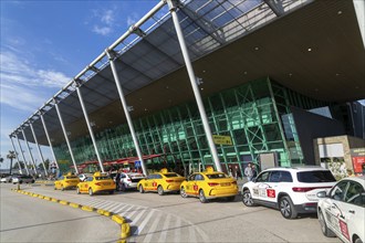 Taxis outside terminal building Tirana International Airport Nënë Tereza, Mother Theresa Rinas