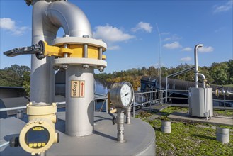 Digester, pipelines of the biogas plant of the company Reterra, biogas is produced in a digester