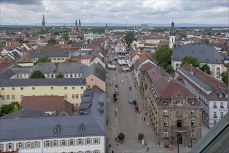 View of the rooftops of Speyer and Maximilianstraße, Speyer, Palatinate, Rhineland-Palatinate,