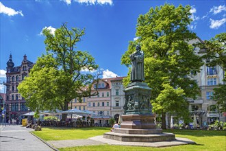 Luther monument on Karlsplatz square in Eisenach, Thuringia, Germany, Europe