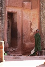 Lalibela, near the eastern group of rock-hewn churches, entrance to the double church of