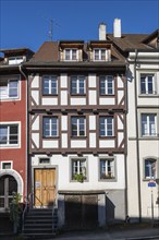 Row of houses, half-timbered houses in Aufkircher Straße, old town of Überlingen on Lake Constance,