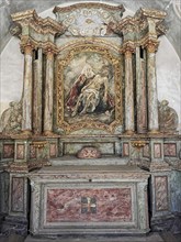 Altarpiece Holy Trinity, God the Father, Jesus and the Holy Spirit in the chapel at the pilgrimage