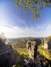 Sunrise in Saxon Switzerland, Rathen, Saxony, Germany, Europe