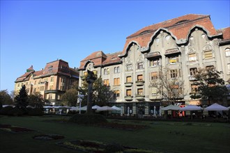 Banat, Timisoara, Timisoara, houses at Piata Victoriei, Victory Square, Roman column, copy of the