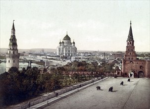 Cathedral of St Saviour, Kremlin, Moscow, Russia, 1890, Historical, digitally restored reproduction