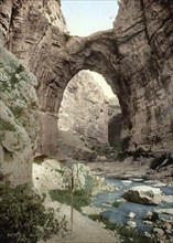 The natural arch, Constantine, Algeria, ca 1890, Historical, digitally restored reproduction from a